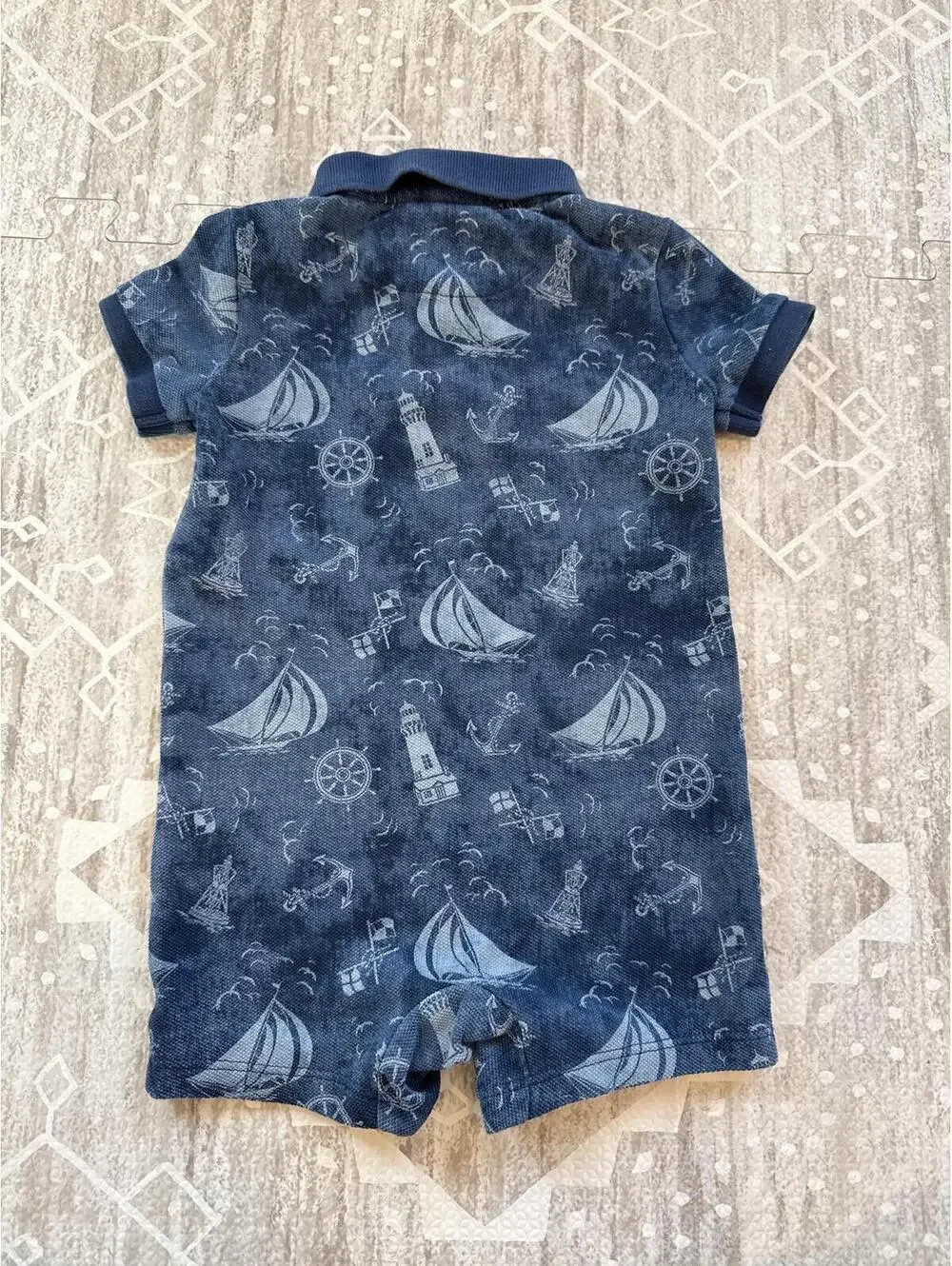 Ralph Lauren Baby Nautical Print Polo Romper 6M